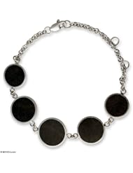 Wood link bracelet, Eclipse - Modern Wood and Fine Silver Link Bracelet