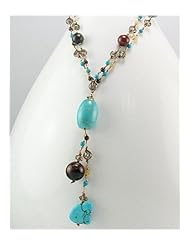 Japanese silk cord Turquoise Necklace In 92.5 Sterling Silver
