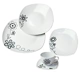 ARTE VIVA 118603 Kaffee und Tafelservice PUNTO PI�, 30-teilig, Porzellan, eckig, schwarz, Design by Emilio Bilinni