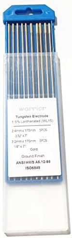 Pack of 10pcs WL15 1.5% Lathanium Tungsten Rods TIG Electrodes Assorted with 3/32"x7"-1/8"x7"