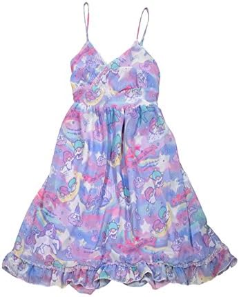 Japan LA Little Twin Stars Dreamy Unicorn Babydoll Dress-Purple-Small