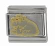 SilverBin Gold Tone Enamel Paint Bulldog Stainless Steel Italian Charm Link