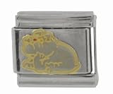 SilverBin Gold Tone Enamel Paint Bulldog Stainless Steel Italian Charm Link