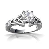 14K White Gold Round Genuine White Topaz Engagement Ring