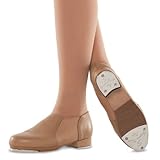 Danshuz Womens Size 5 Tan Leather Slip On Elastic Dance Tap Shoes
