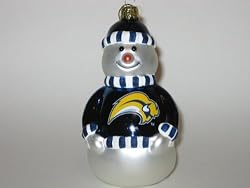 BUFFALO SABRES 6" tall and 3" wide Blown Glass Snowman CHRISTMAS ORNAMENT