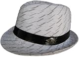 Dream Control Pinstripe Fedora Cotton Trilby with Patent Leather Hat Band White