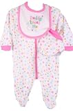 Tuti Fruiti New Fall/Winter Infant Baby Girls 3 Pc. Daddy Loves Me Footie Set with Bib