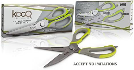 The ORIGINAL Multi-functional Kitchen Scissors By KOOQ - 7 in 1 Shears With Magnetic Sheath