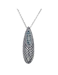 1/5 CT Green Diamond Stick Pendant in Sterling Silver with Chain Antique Look