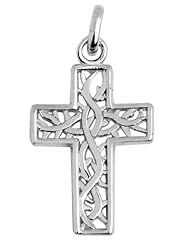 Celtic Gaelic Vine White 14K Gold Cross Pendant