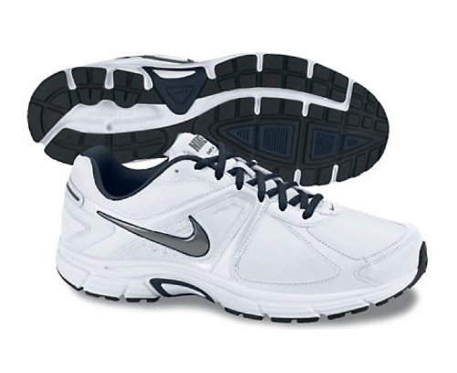 NIKE Herren Dart 9 Leather Laufschuhe, WeiÃ?/Marineblau/Silber, 45.5