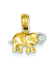 14K Two Tone Gold Elephant Pendant African Animal