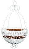 DMC Products 16-Inch Resin Wicker Hanging Basket with Chain Hanger, White