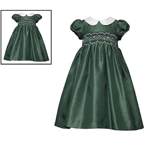 Rare Editions Girls 2T-6X HUNTER-GREEN SMOCKED SHANTUNG Special Occasion Wedding Flower Girl Holiday Pageant Party Dress