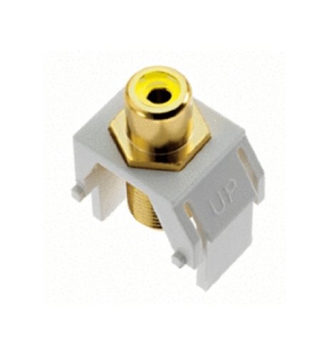 On-Q WP3465-WH Keystone Yellow RCA to F-Connector, White, 20-Pack
