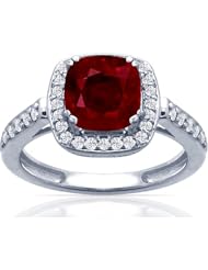 Platinum Cushion Cut Ruby Ring With Sidestones