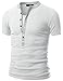 Doublju Mens Henley T-shirts with Short Sleeve WHITE (US-M)
