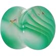 7/16" Double Flare Green Line Agate Stone Plug