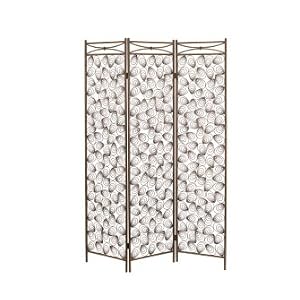 New CBK SCREEN 3 SECTIONS PEACOCK SWIRL D ANTIQUE GOLD IRON BEAUTIFUL DESIGN HIGH QUALITY