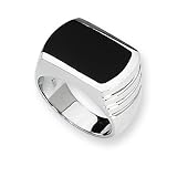 Sterling Silver and Onyx Mens Ring - Size 11