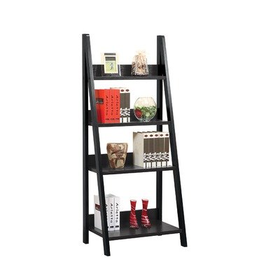 Tahoe Four-Shelves Ladder Style Bookcase / Display Cabinet in Black
