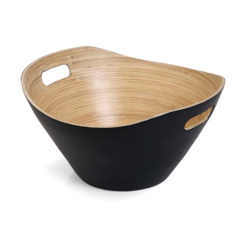 Bamboo and Lacquer Teal Blue Salad Bowl-with Handles Bamboolicious