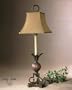 Metal Buffet Lamp with Wood Tone Details