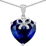 CandyGem 925 Sterling Silver LOVE Large Heart Created Sapphire Pendant