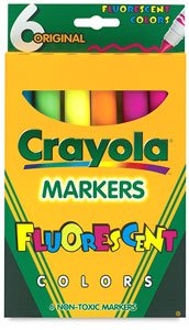 Crayola Classic Original Marker Sets - Fluorescent Colors, Set of 6 Markers, Broad Tip