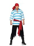 4PC.Pillaging Pirate,striped shirt,tattered pants,sash,head scarf