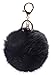 Minigianni Rabbit Fur Ball Pom Pom Keychain Gold Plated Keychain for Handbag Wallet Purse Car Key (Black)