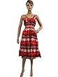 Bohemian Dress Red White Ikat Print Strap Dress Bohemian Cotton Summer Dresses