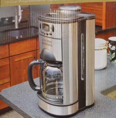 Cucina Romana 10-Cup Programable Coffeemaker with Built-In Coffee Grinder