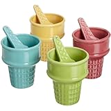 DII Ice-cream Cone Ceramic Dish and Spoon, Set of 4