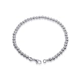 .925 Sterling Silver Polished 4mm Beads Womens 7