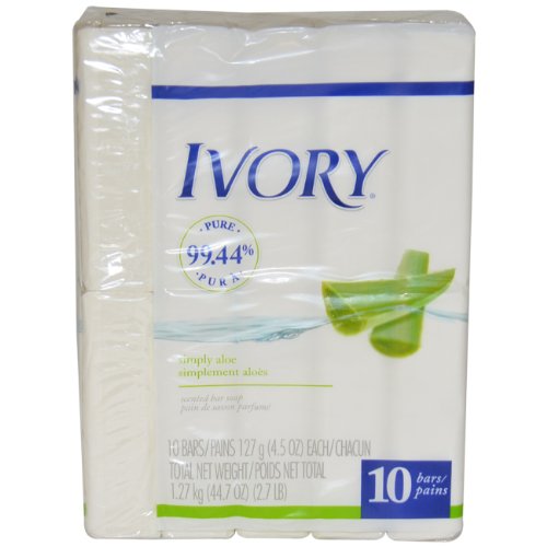 Ivory Soap, Aloe, 10-Count, 4.5-Ounce Bars (Pack of 3)