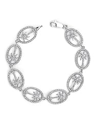 14k White Gold 1.90 Ctw Diamond Pave Palm Tree Bracelet