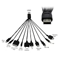 Xcessor 10 in 1 Cavo di Caricabatteria Universale USB Combo Maggior Parte dei Dispositivi Portatili e Fotocamere Digitali (iPhone iPod PSP Nokia LG Samsung HTC BlackBerry Sony Ericsson). Nero