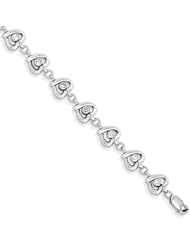 Genuine .925 Sterling Silver Diamond Heart Bracelet 7.8 Grams . 100% Satisfaction Guaranteed.