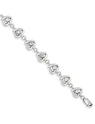 Sterling Silver Diamond Heart Bracelet