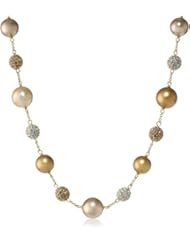 Carolee "Gold Pearl Basics" Adjustable Illusion Necklace, 16"
