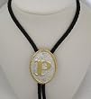 Silver/Gold Plated Monogram Letter "P" Bolo Tie