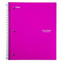 Five Star Wirebound Notebook, 3-Subject, 150-Count, Wide Rule, Purple (72557)