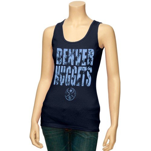 Denver Nuggets Ladies Navy Blue Distressed Logo Tank Top (Large)