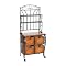 Iron Bakers Rack with Wicker Storage - Black