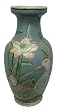 Country ducks - hand painted porcelain vase, 12"H, light blue Country ducks - hand painted porcelain vase, 12"H, light blue