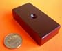 Neodymium Magnet 2" x 1" x 1/2" w/Countersunk Hole N42 Epoxy+Ni