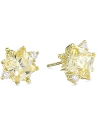 Judith Ripka "Candy" Candy Square Stone Canary Stud Earrings
