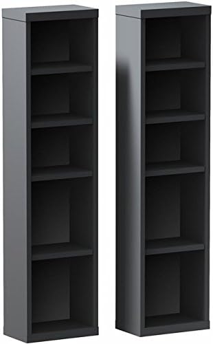 Two Black Tall CD DVD Audio Stand Storage Towers